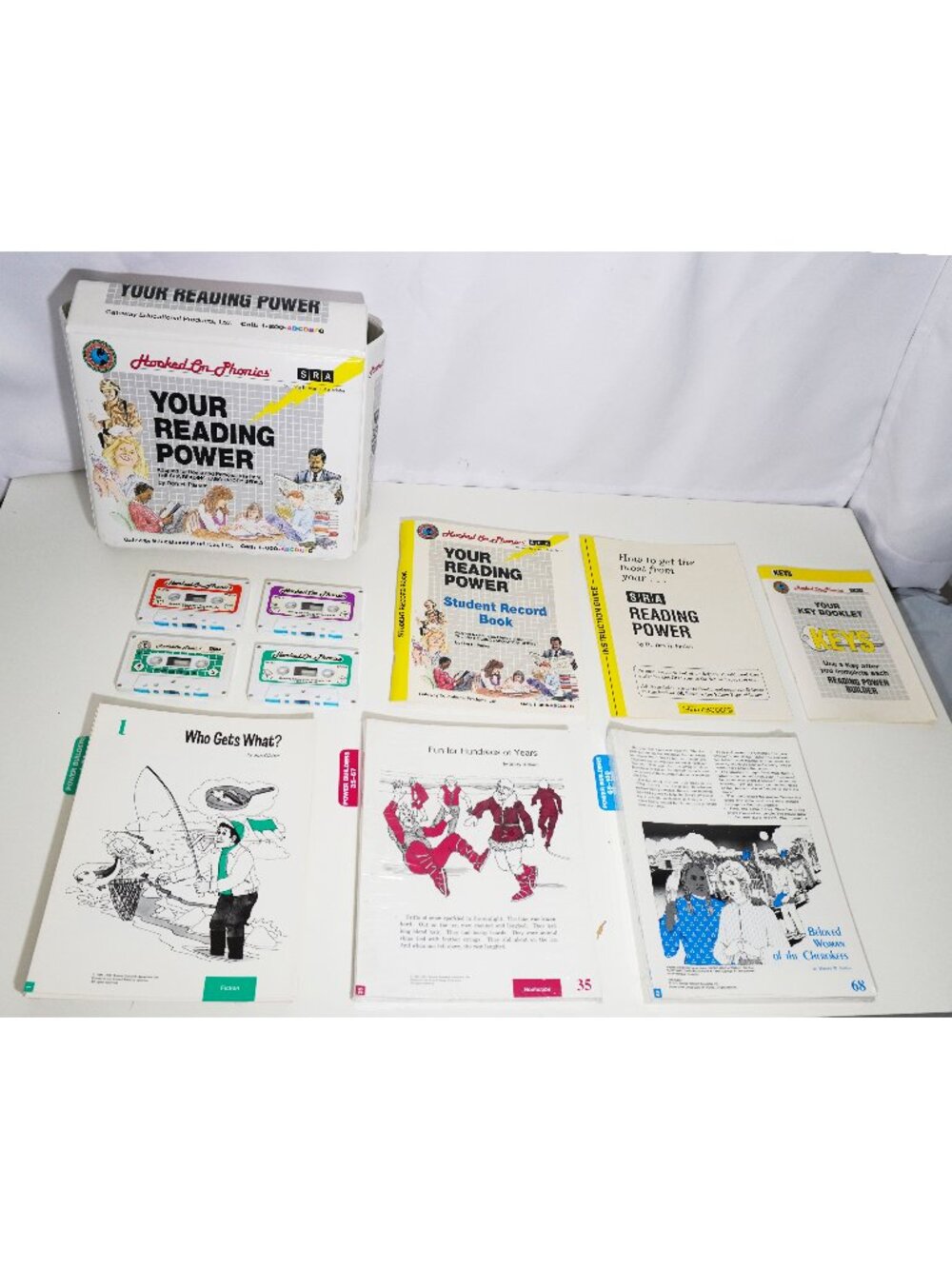 1992 SRA Hooked on Phonics: Your Reading Power Casette Tapes Complete + 3 Books